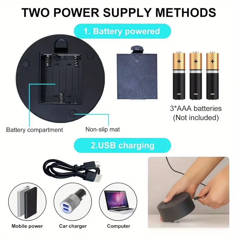 Color-Changing 3D Illusion Night Light - Touch Control