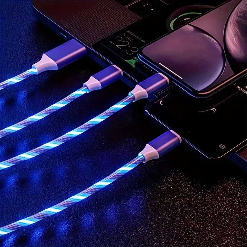 3-in-1 LED Flowing Light USB Charging Cable - Quick Charge & Data Sync