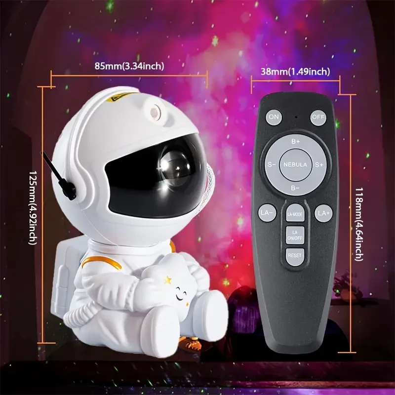 Whimsical Astronaut Star Projector Night Light