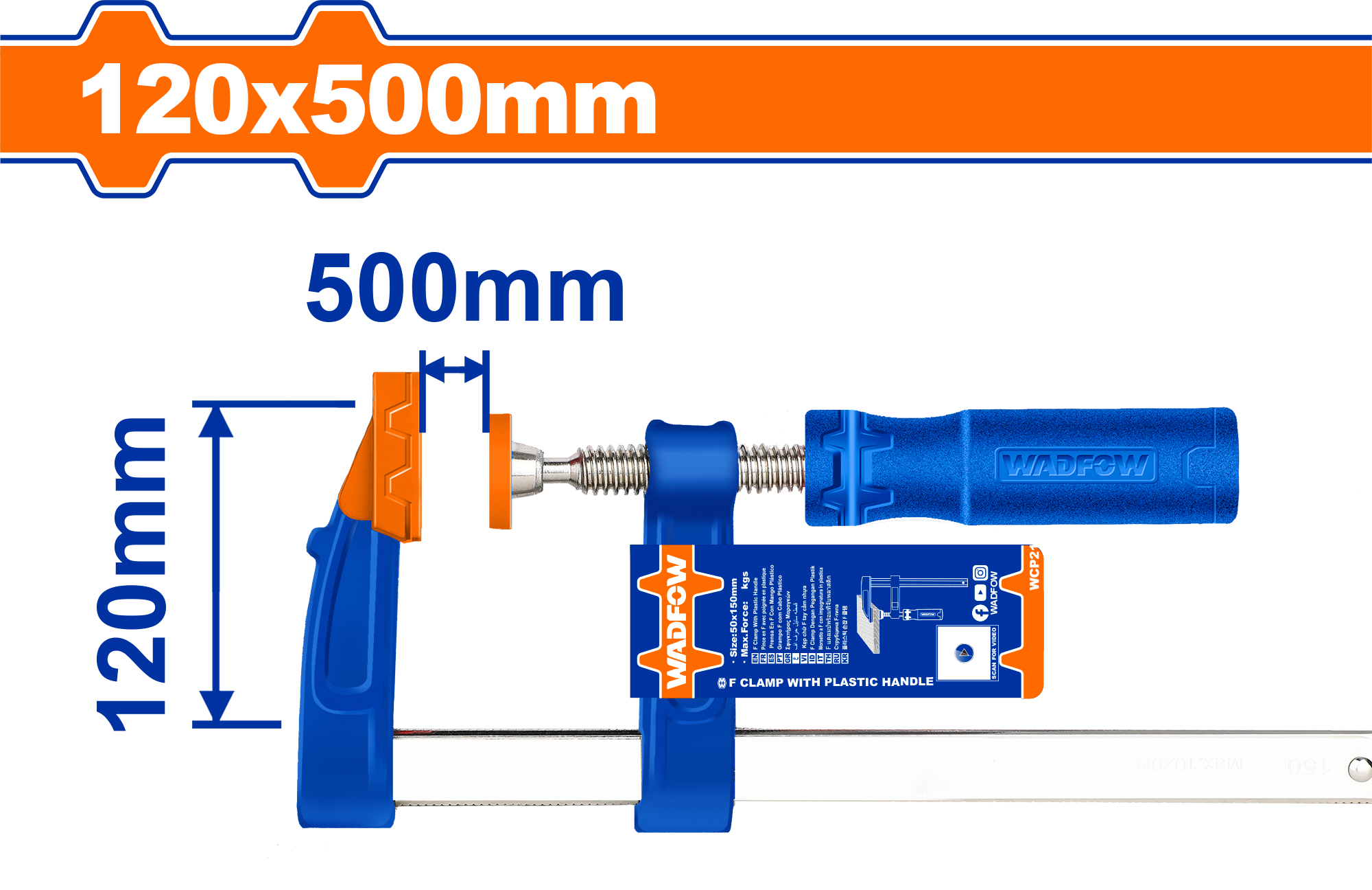 F clamp with plastic handle 120x500mm