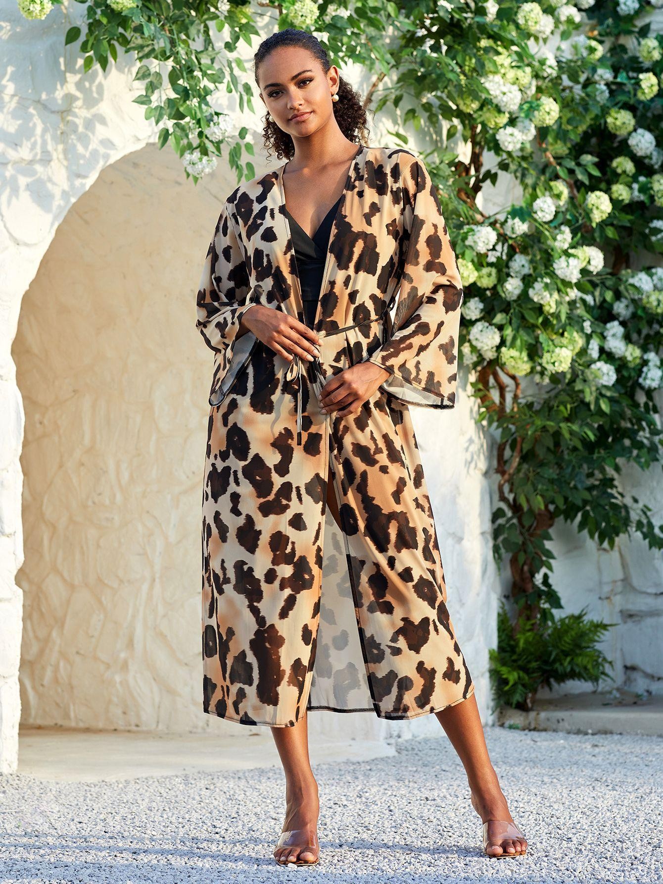 Women's Versatile Mesh Printed Beach Cover Up