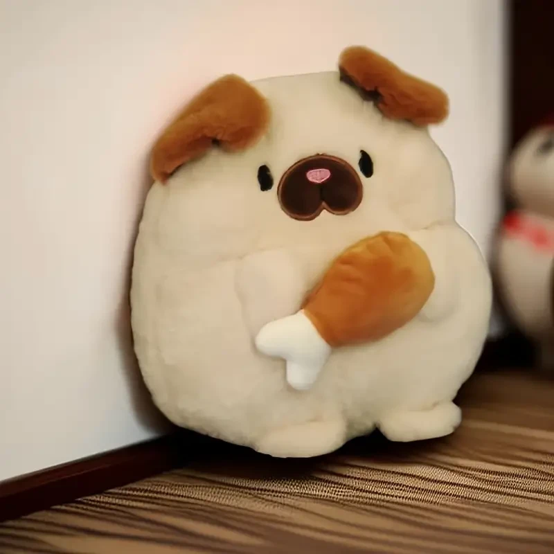 Cute Silly Cute Dog Doll Holding Chicken Leg Dog Plush Toy