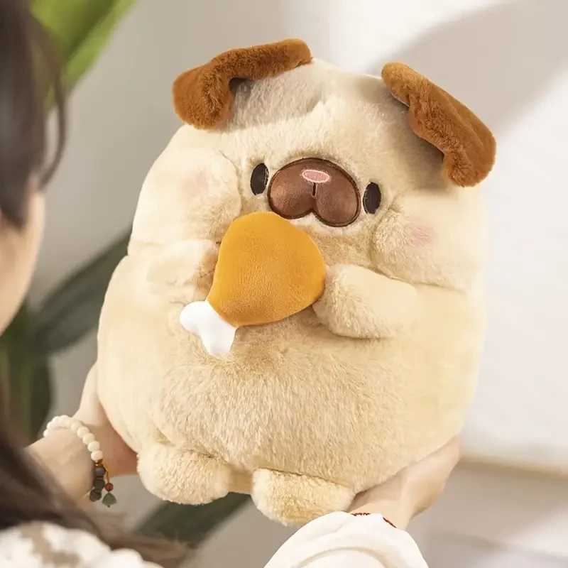 Cute Silly Cute Dog Doll Holding Chicken Leg Dog Plush Toy