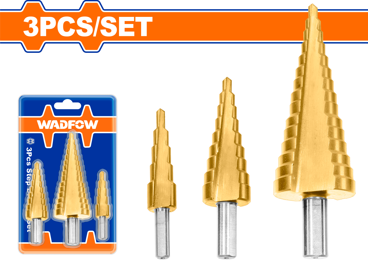 Step drill bit set 3 Pcs