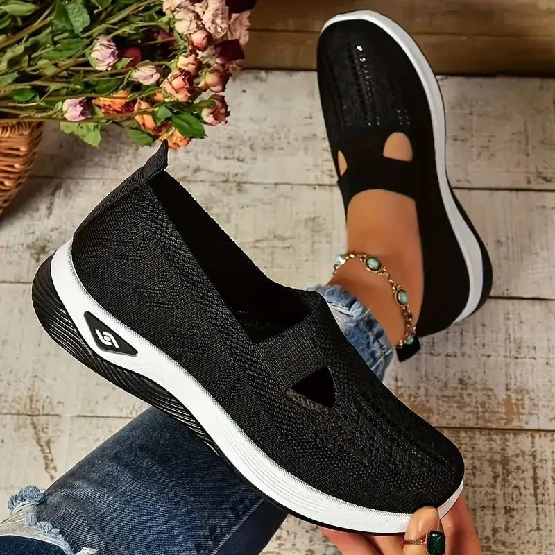 Women's Lightweight Knit Cut-out Sneakers