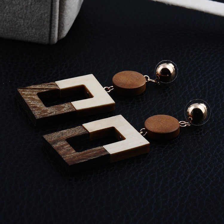 Vintage wooden wood earrings