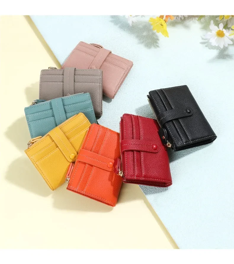 Women Short Wallets PU Leather Plaid Female Purses Solid Card Holder Wallet Fashion Woman Small Wallet With Coin Purse