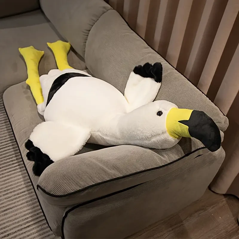 Giant 180.01cm Flamingo Plush Toy - Soft, Cuddly White & Red Throw Pillow