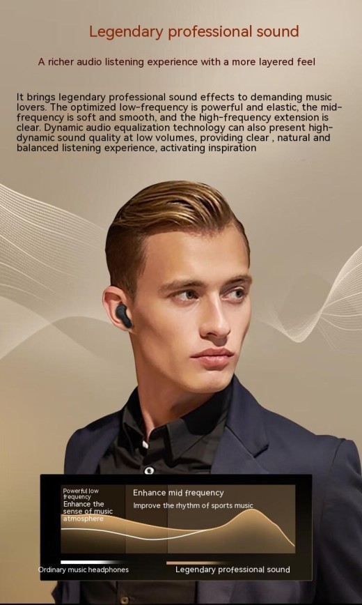 Smart Screen Noise-reduction Bluetooth Headset Smart Sports Waterproof And Sweatproof Ultra-long Life Battery For JBL