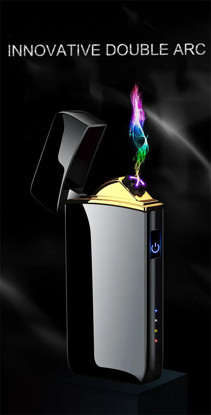 Dual Arc Plasma USB Lighter with Windproof Technology and LED Power Display