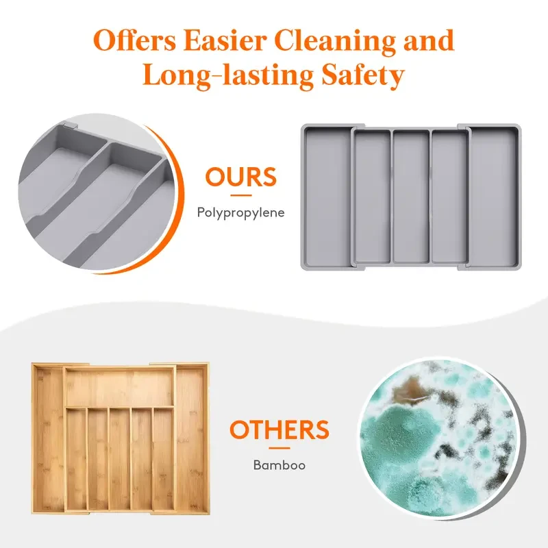 Expandable Utensil Organizer for Kitchen Drawers - Adjustable Cutlery and Silverware Holder