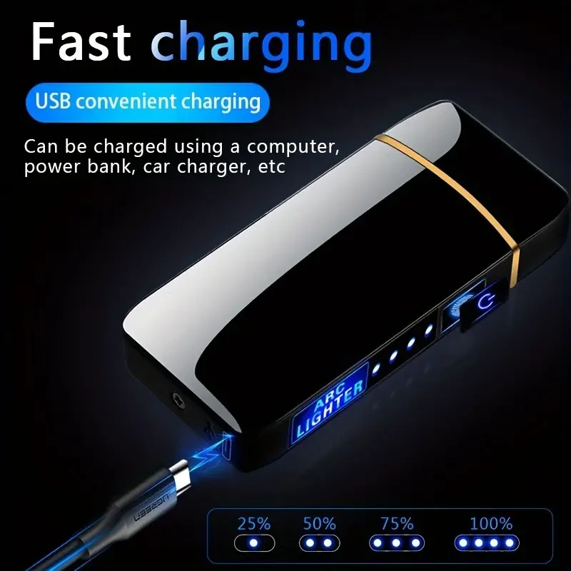Outdoor Smart Windproof USB Charging Lighter - Rechargeable and Reusable