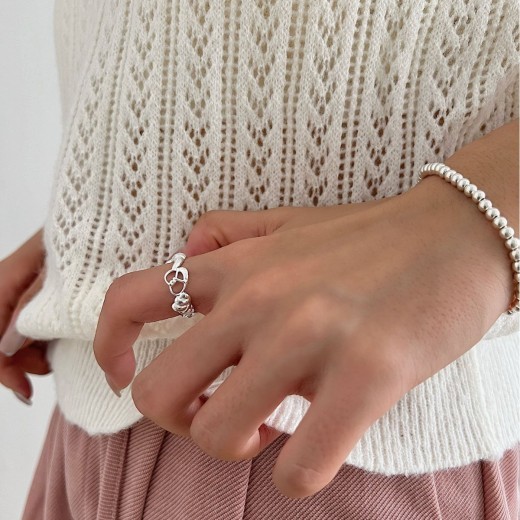 Sterling Silver Ring Alkaline Water Croissant Niche Retro Women