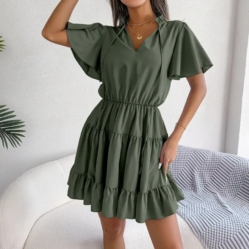 Flounced A-Line Skirt Dress