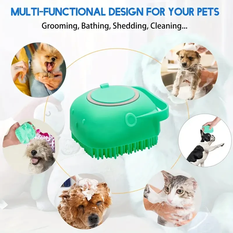 2pcs Silicone Pet Shampoo Brush with Shampoo Storage - Gentle Massage and Grooming Tool for Dogs and Cats