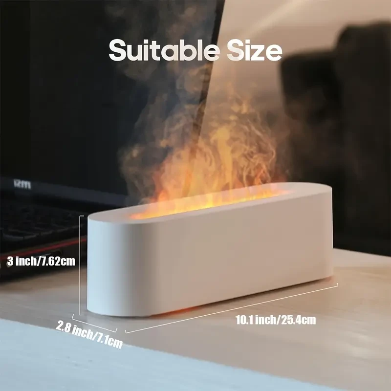 7-Color Flame Light Humidifier and Aromatherapy Diffuser - 150ml Super Quiet with Timer and Automatic Shutdown (White)