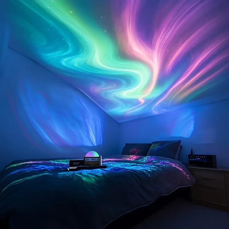 Aurora & Galaxy Star Projector Lamp with Multi-Color Remote and USB