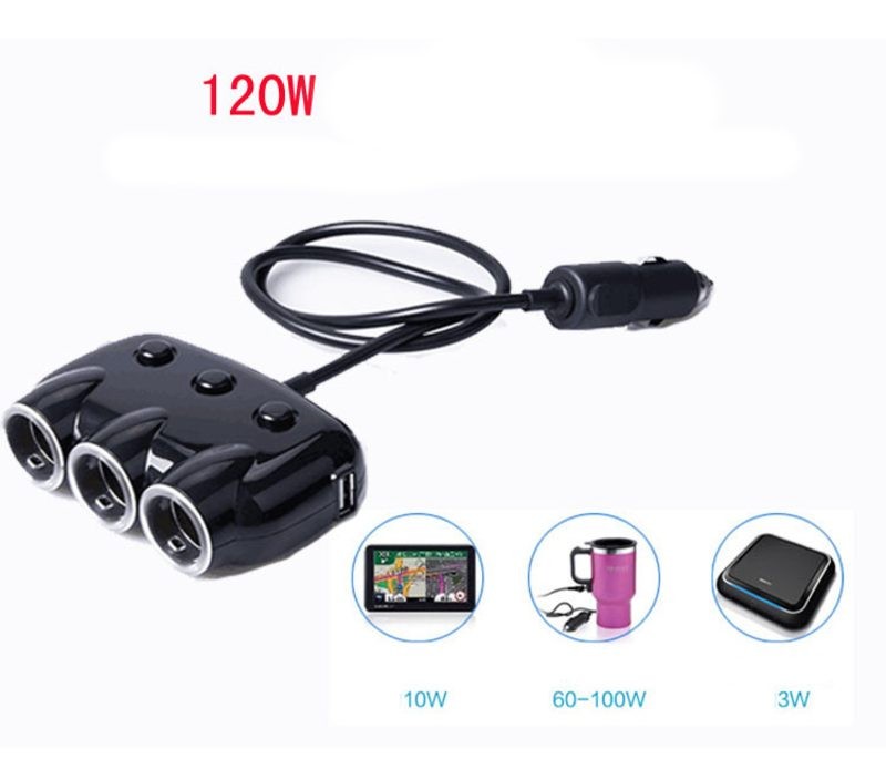 3 Way Car Charger Cigarette Lighter Socket