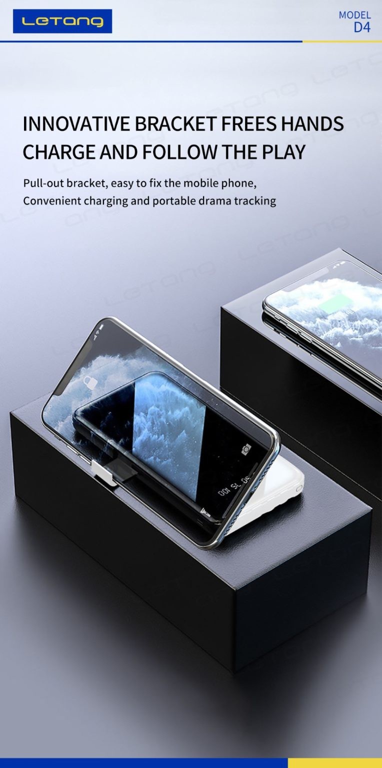 Power Bank, 20000mAh, build in 4 wire, White