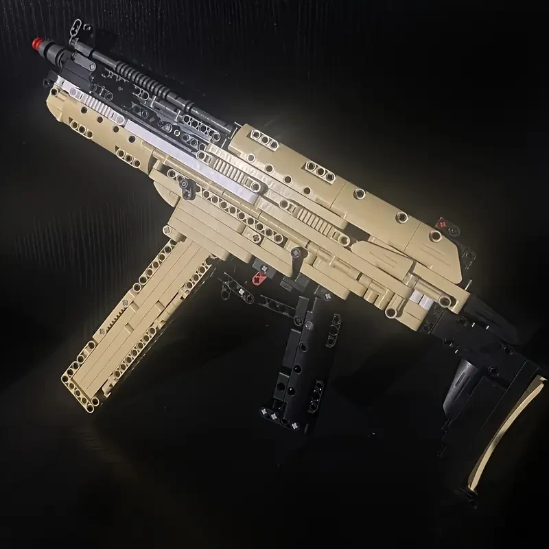 Realistic Submachine Gun Building Block Model with Silencer