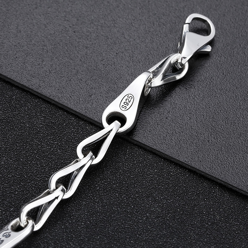 925 Sterling Silver Ornament Trendy Unique Six Words Mantra Bracelet