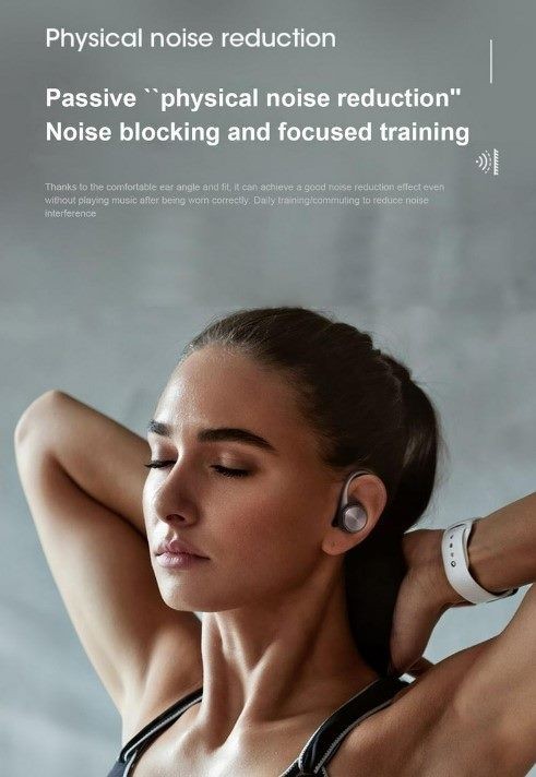 TWS Earphone, with Ear hook. HiFi Sound, Black