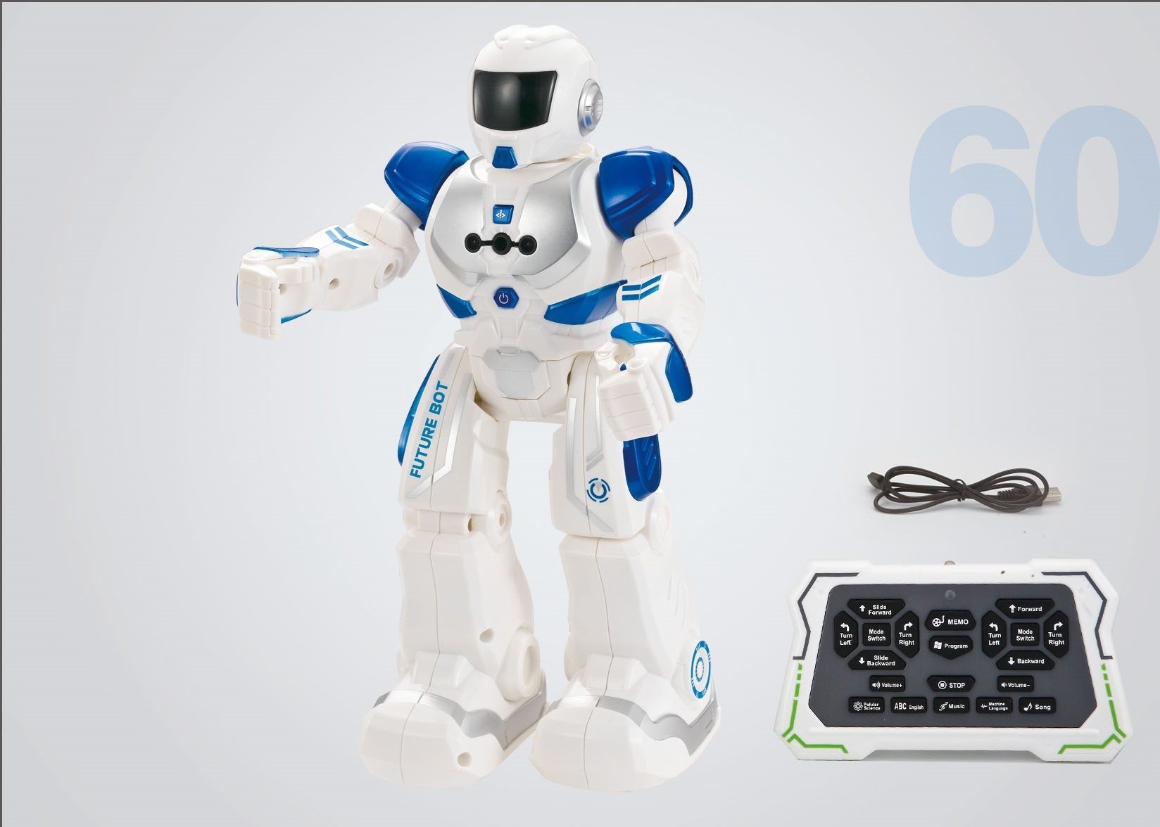 Remote control Robot with Hand sensing, Music, Program and Rechargable.