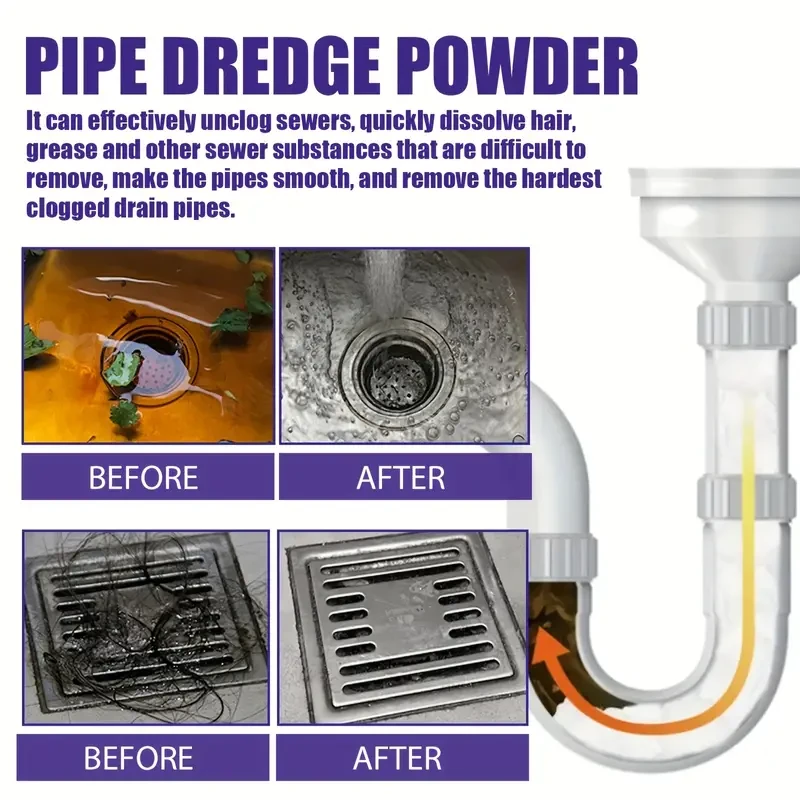 Sustainable Multi-Purpose Kitchen Drain Clog Remover Powder
