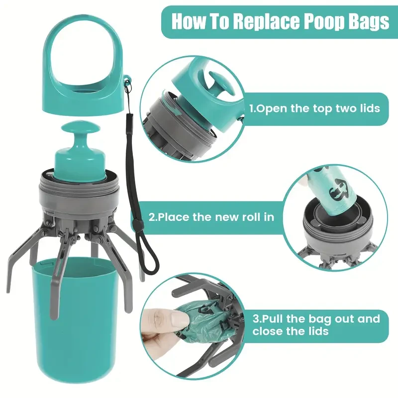 Portable Outdoor Pet Poop Picker Shovel with Poop Dispenser