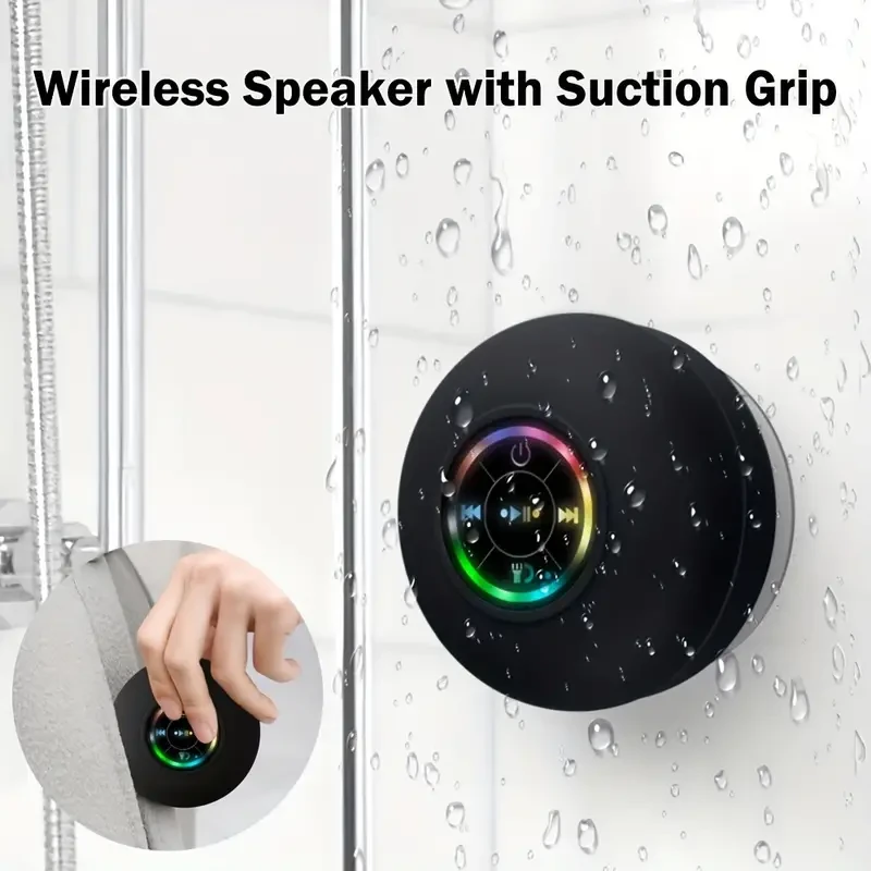 Portable Wireless Speaker with Suction Cup, USB Rechargeable
