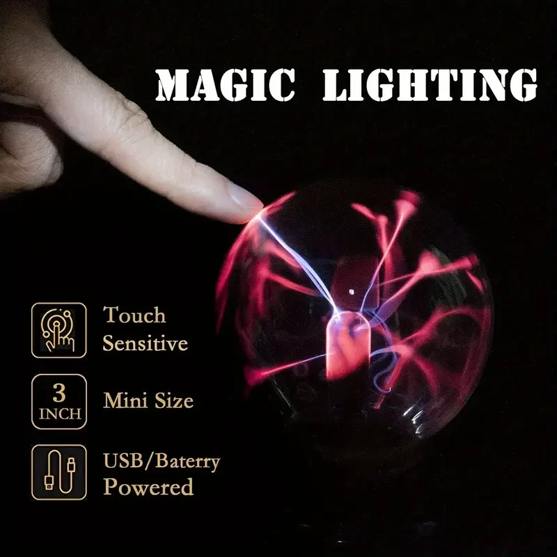 1pc Plasma Ball Light, Touch & Sound Activated Lightning Globe
