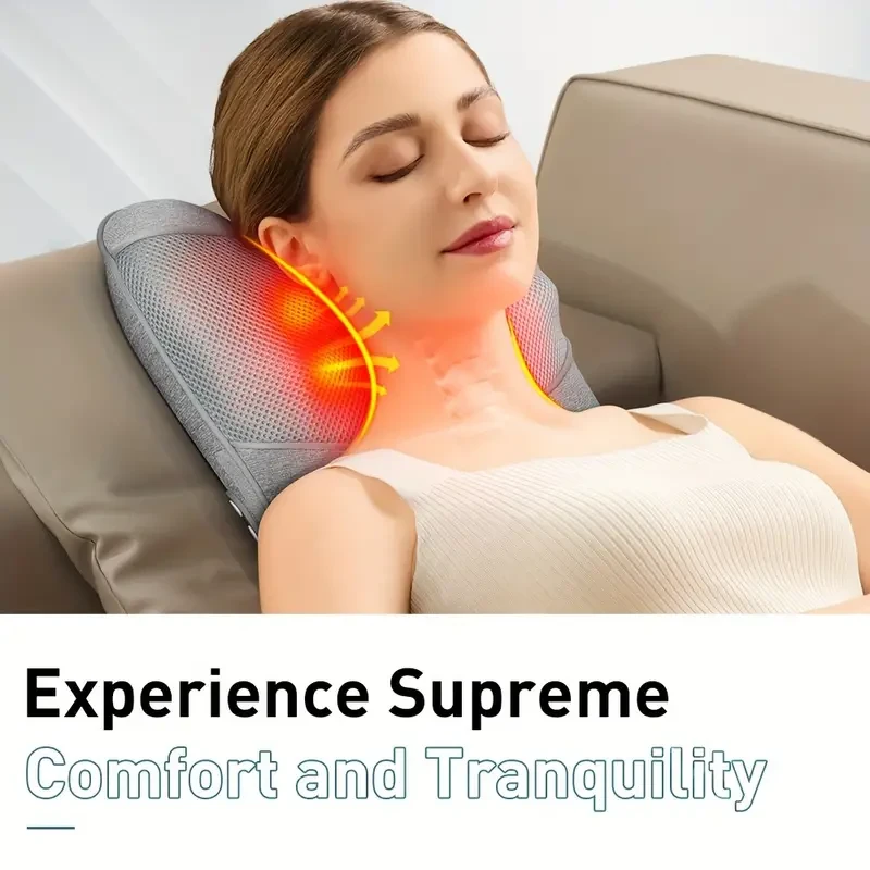 Ergonomic Shiatsu Massage Pillow with Deep Kneading and Heat