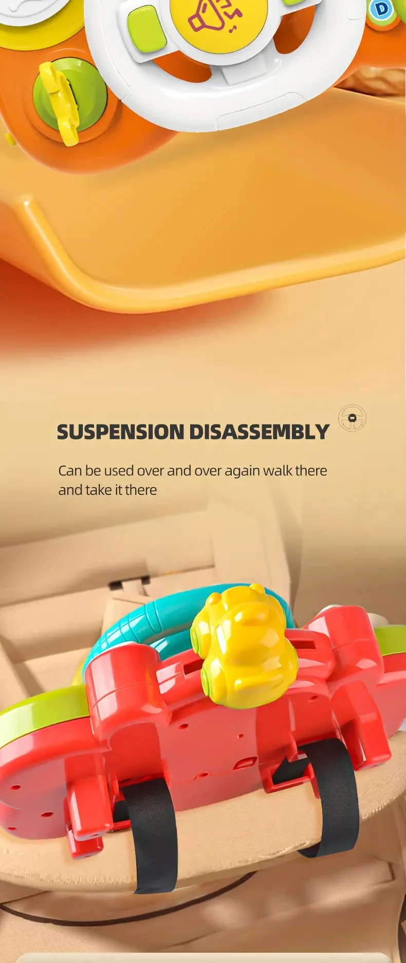 Interactive Steering Wheel Toy for Youngsters - Fun Lights & Music, Battery-Powered, Perfect Gift for Halloween, Thanksgiving, Christmas & Birthdays