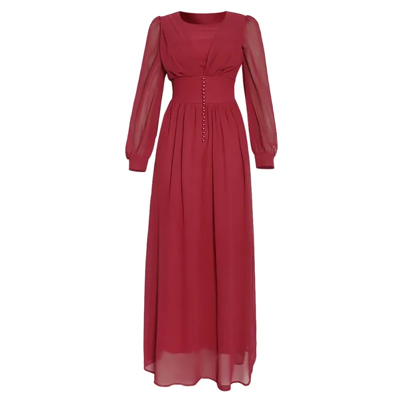Muslim Long Sleeve Chiffon Dress Women's