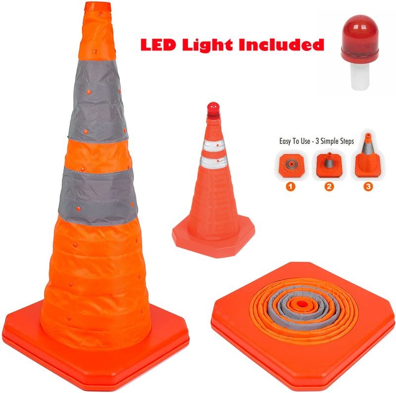 Traffic Cone Safety Cone Collapsible w Light