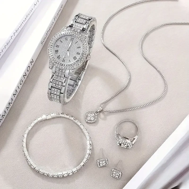 Luxurious Rhinestone Quartz Watch - set