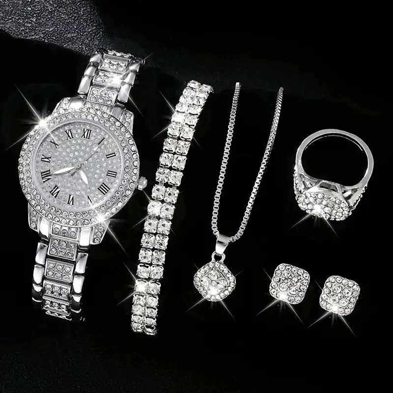 Luxurious Rhinestone Quartz Watch - set
