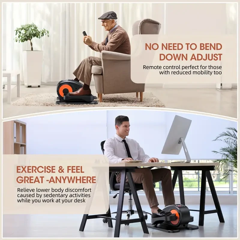 Under Desk Elliptical Machine - Quiet & Portable Electric Seated Pedal Exerciser with Remote Control & 12 Adjustable Speeds