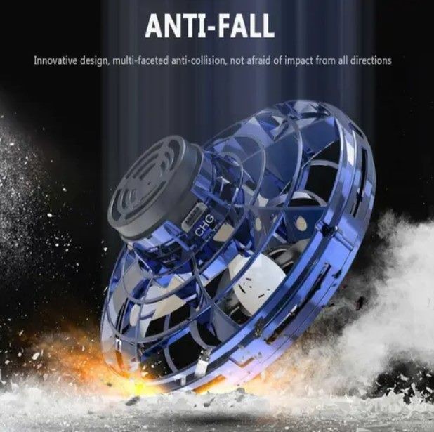 Flying Spinner, UFO Fingertip, Rechargeable Flying Gyroscope USB Toy, Blue