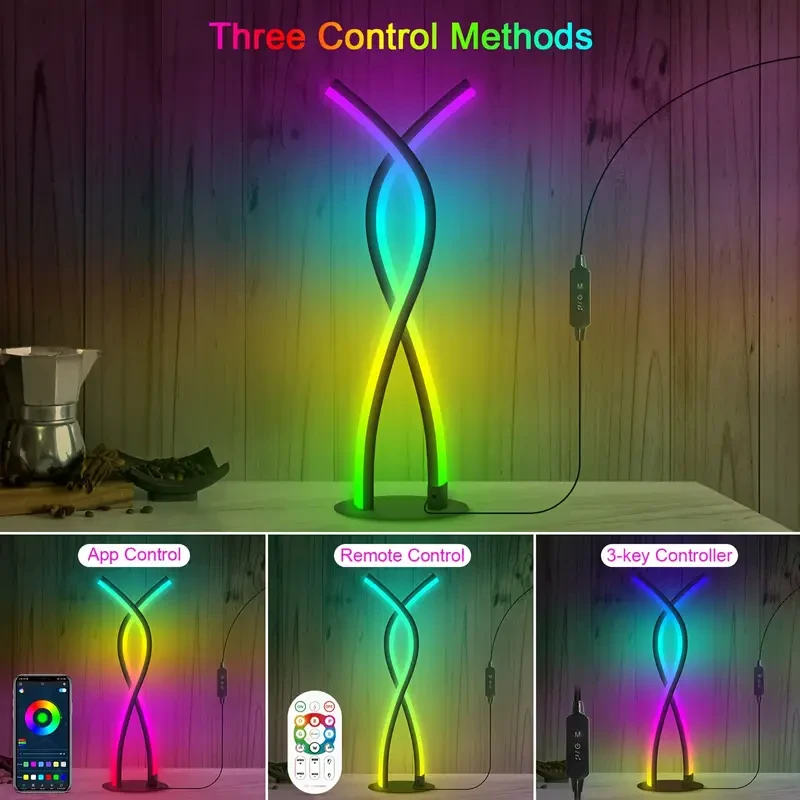 1pc LED Spiral Artistic Table Lamp - RGB Atmosphere Light with Adjustable Brightness
