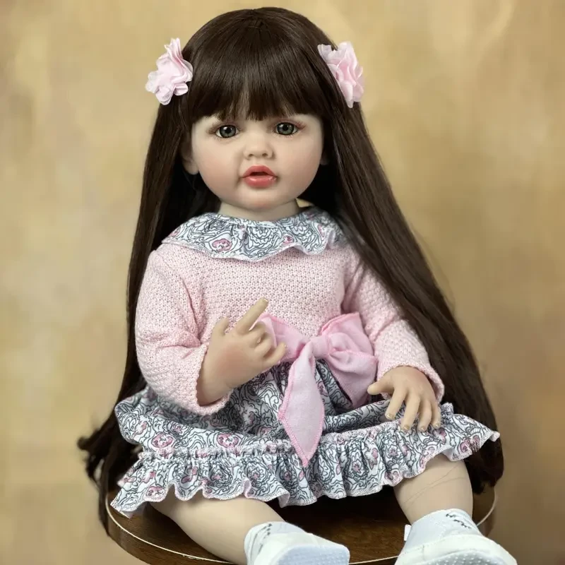 55cm 22 Lifelike Reborn Baby Doll - Soft Silicone Body, Long Hair Princess, Perfect Birthday Gift For Toddlers!, Christmas/Halloween Gifts Halloween/Thanksgiving Day/Christmas gift Easter Gift