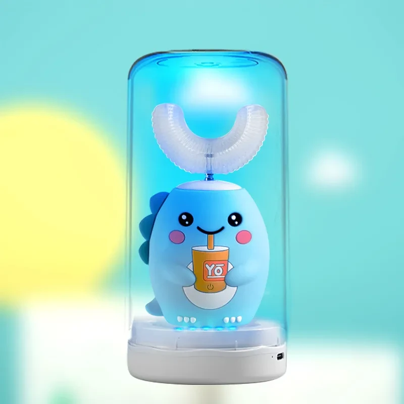 Kids U Shaped Electric Toothbrush with 4 Brush Heads, Sonic Toothbrush Kids with 5 Modes