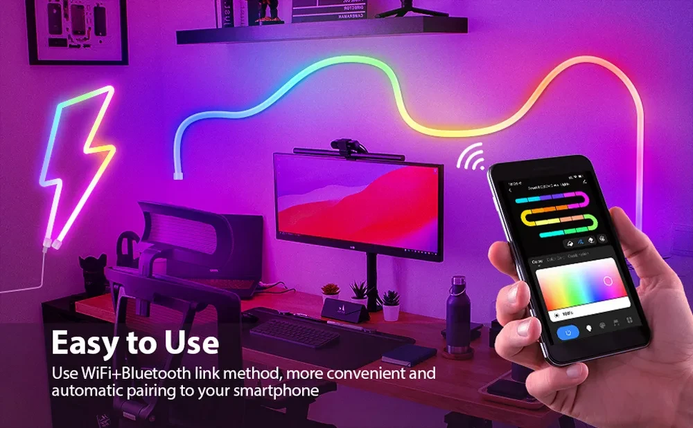 Application Control Graffiti Smart LED Light With Neon Strip