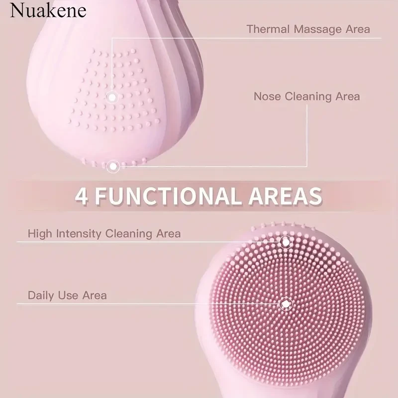 Electric Facial Cleanser Brush, Silicone Face Scrubber, Face Wash Brush For Men & Women, Rechargeable Constant Temperature Heating Vibration Massage Cleansing Brush For Pore Cleansing Exfoliating Blackhead Acne Removal