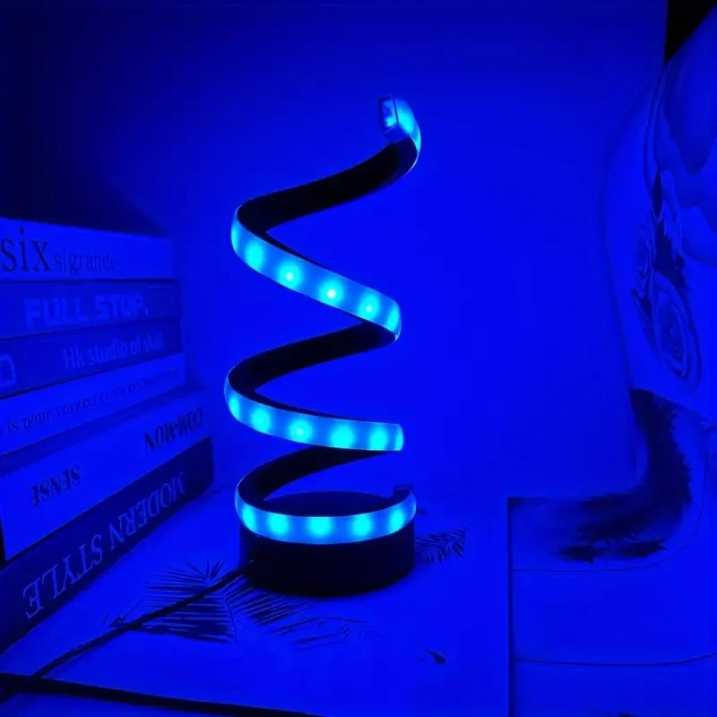 Modern Spiral LED Table Lamp - USB Powered, Color-Changing RGB Illusion Lamp