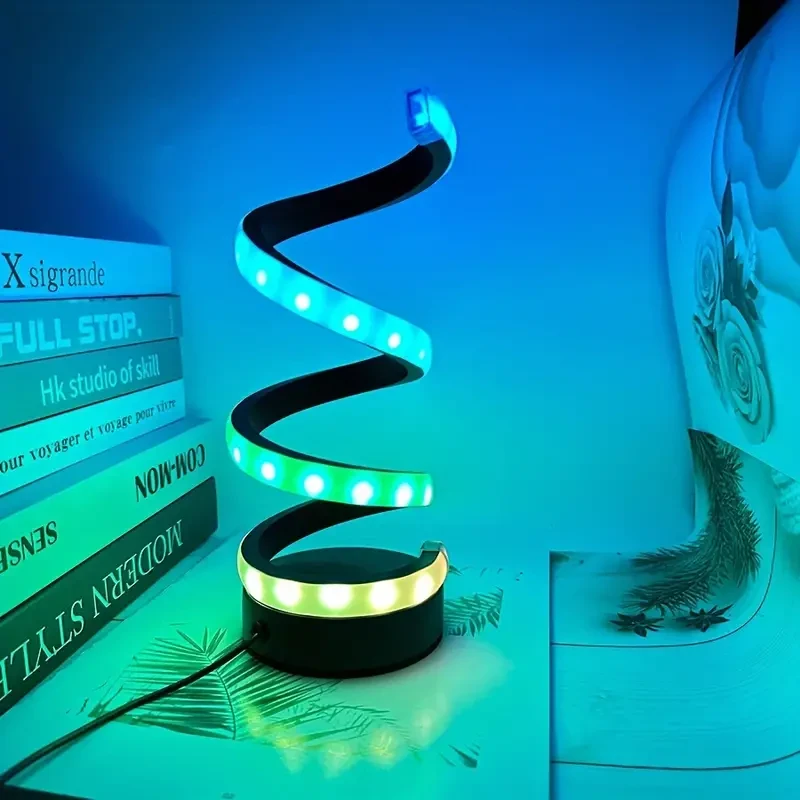 Modern Spiral LED Table Lamp - USB Powered, Color-Changing RGB Illusion Lamp