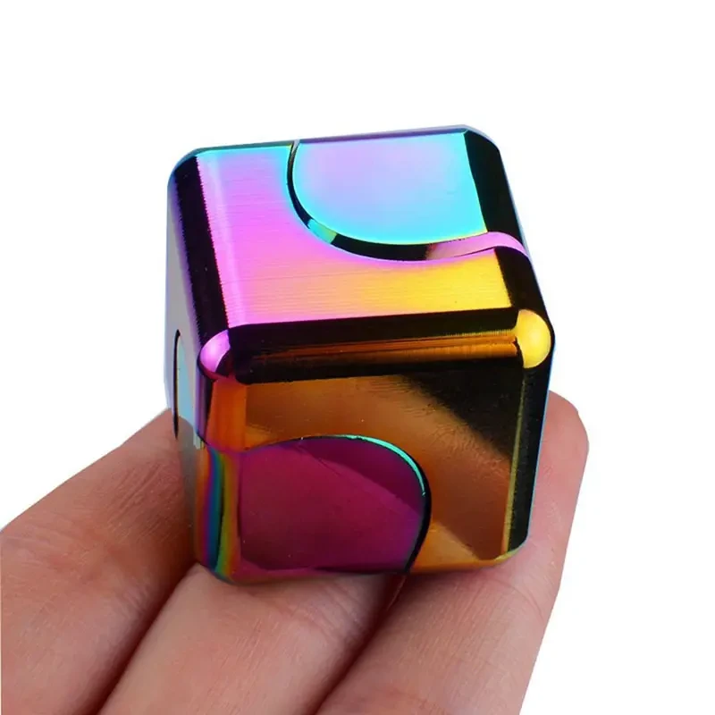 Square Magic Dice Metal Rotate Cube Fidget Spinner - Antistress EDC Toy for ADHD & Autism