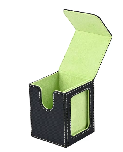 MTG Card Deck box with Display Window, Trading Card Storage Box, Can Hold 120 + Single sleeved Cards, Magnetic PU leather box