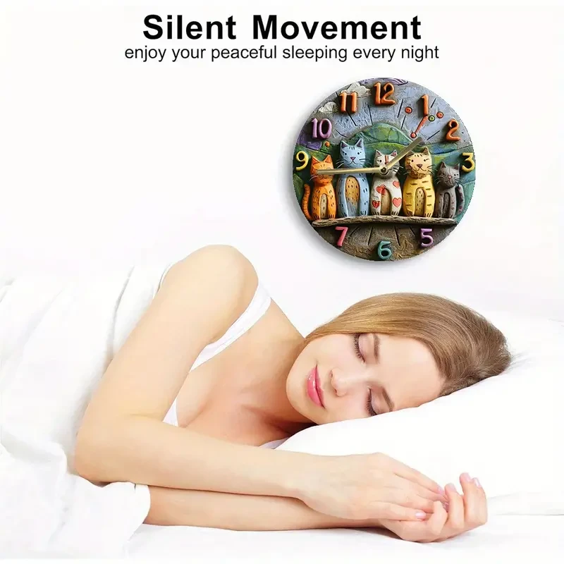 8 Inch Whimsical Adorable Cats Quartz Wall Clock