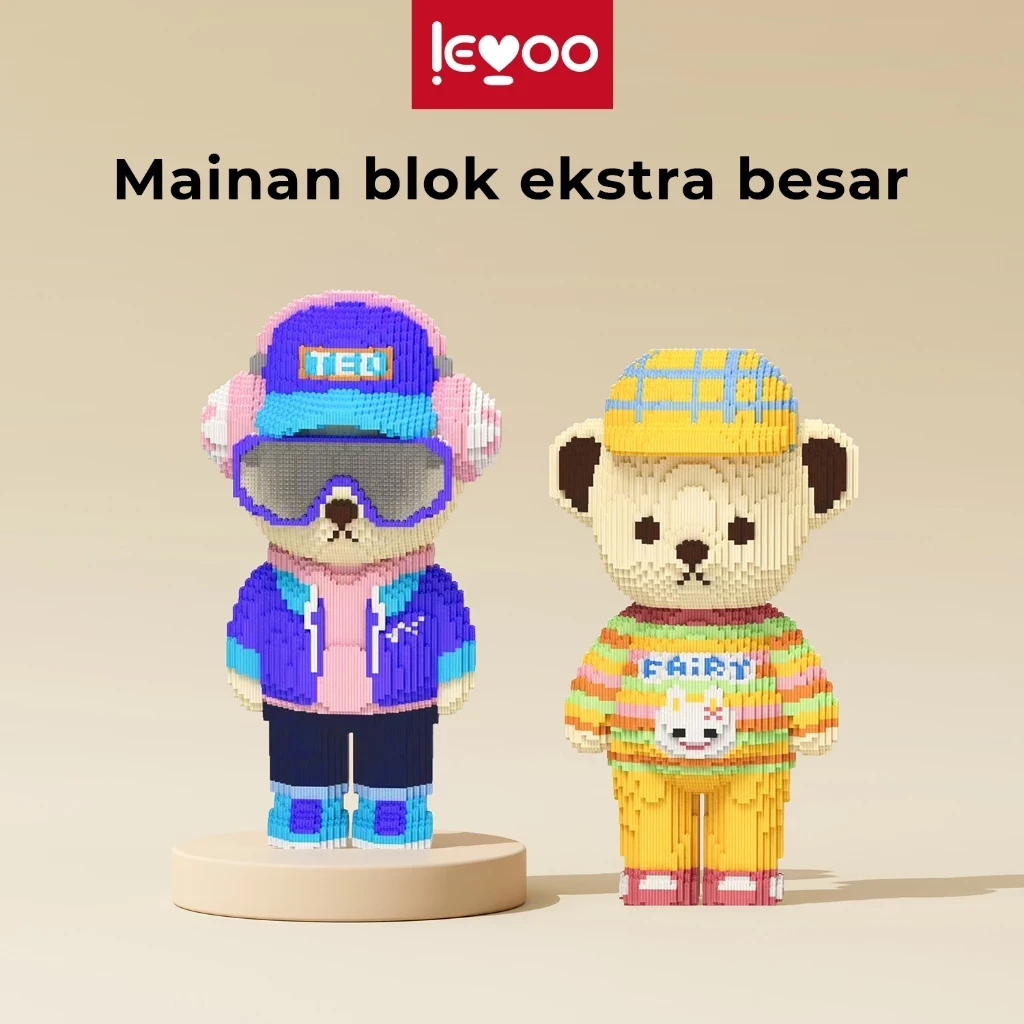 Toy Block Building Set Particles Bear Teddy Shape Carding Ted and Fairt Funny Super Big